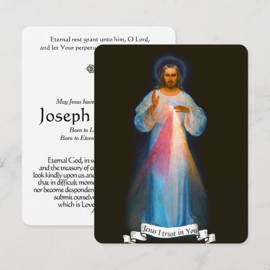 Jezus Katholieke begrafenisherdenking Heilige Kaar (Voorkant / Achterkant)