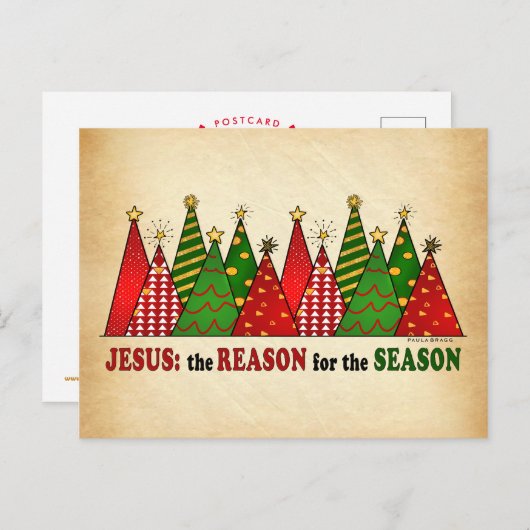 Jezus kerstbomen briefkaart (Voorkant / Achterkant)