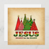 Jezus kerstbomen feestdagenkaart (Voorkant / Achterkant)