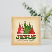 Jezus kerstbomen feestdagenkaart (Staand voorkant)