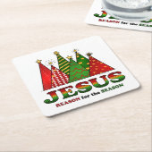 Jezus kerstbomen kartonnen onderzetters (Schuin)