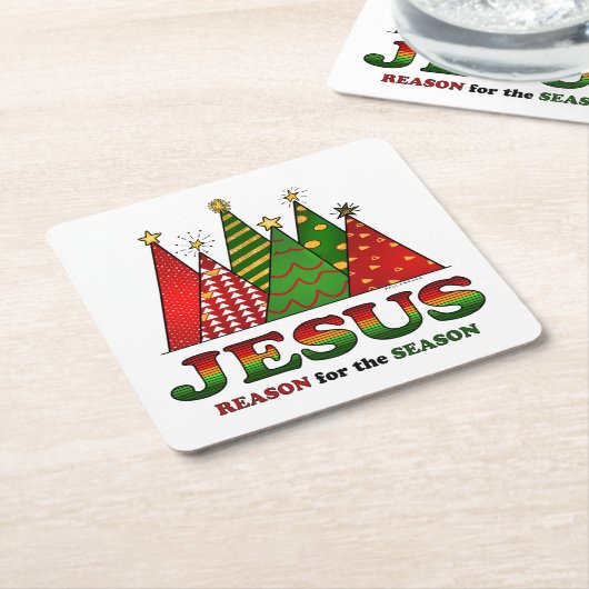 Jezus kerstbomen kartonnen onderzetters (Schuin)