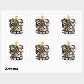 Jezus Kerstman Kerstboom O Ja Vierkante Sticker (Vel)