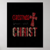 Jezus Kerstmis begint met Christelijk Leopard Red Poster (Voorkant)