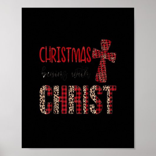 Jezus Kerstmis begint met Christelijk Leopard Red Poster (Voorkant)