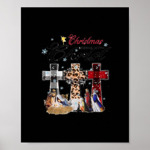 Jezus Kerstmis begint met Christelijke luipaard Poster