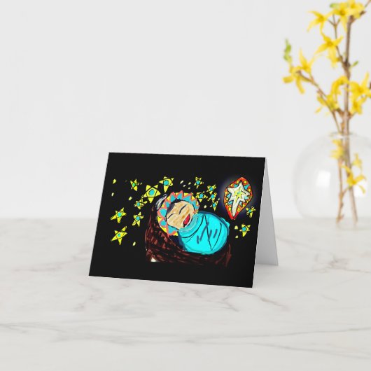 Jezus Kerstmis Kaart (Gele Bloem)