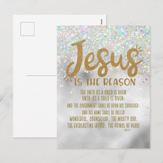 Jezus Kerstmis met Jesaja Bijbelvers Feestdagenkaart (Voorkant / Achterkant)