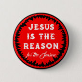 Jezus kerstpop ronde button 5,7 cm (Voorkant)
