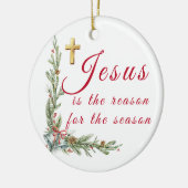 Jezus kerstversiering keramisch ornament (Links)