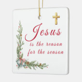 Jezus kerstversiering keramisch ornament (Links)