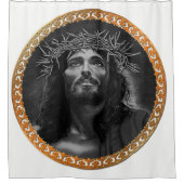 Jezus kijkt in de hemel douchegordijn (Voorkant)