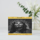 Jezus kijkt in de hemel met een gouden folieontwer briefkaart (Staand voorkant)