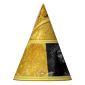 Jezus kijkt in de hemel met een gouden folieontwer feesthoedjes (Links)