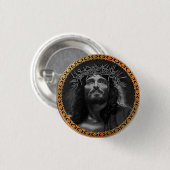 Jezus kijkt in de hemel ronde button 3,2 cm (Voorkant /achterkant)