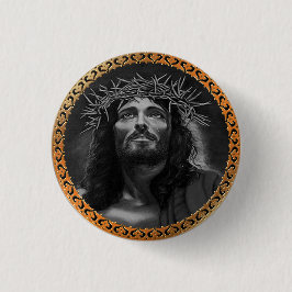 Jezus kijkt in de hemel ronde button 3,2 cm