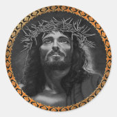 Jezus kijkt in de hemel ronde sticker (Voorkant)