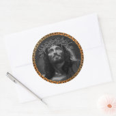 Jezus kijkt in de hemel ronde sticker (Envelop)