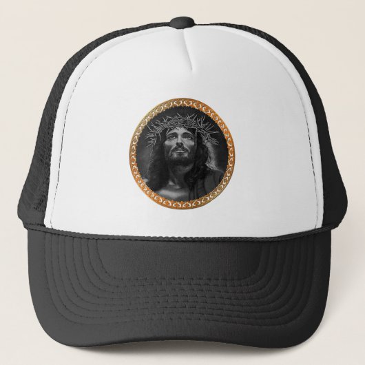 Jezus kijkt in de hemel trucker pet (Voorkant)