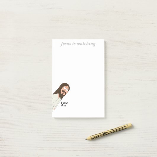 Jezus kijkt naar Funny Meme Post-it® notes (Op bureau)