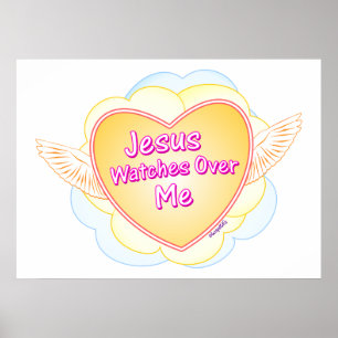 Jezus kijkt over mij poster