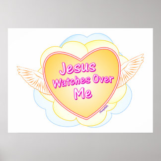 Jezus kijkt over mij poster
