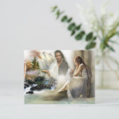 Jezus kijkt over Sad Girl Briefkaart (Staand voorkant)