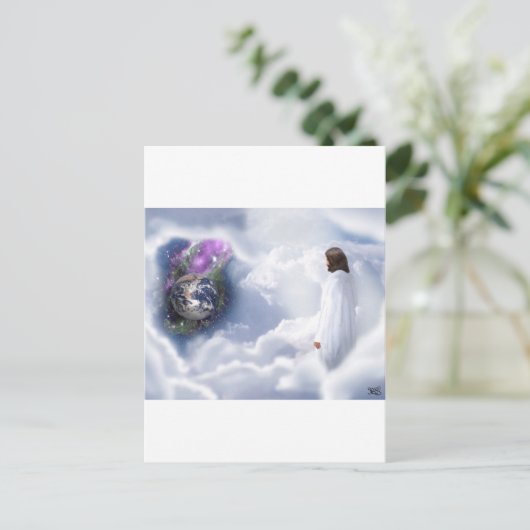 Jezus kijkt uit briefkaart (Staand voorkant)