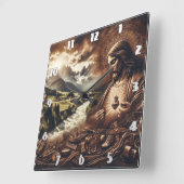 Jezus kijkt uit over een sereen berglandschap vierkante klok (Hoek)