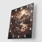 Jezus kijkt uit over een serene bergstroom vierkante klok (Hoek)