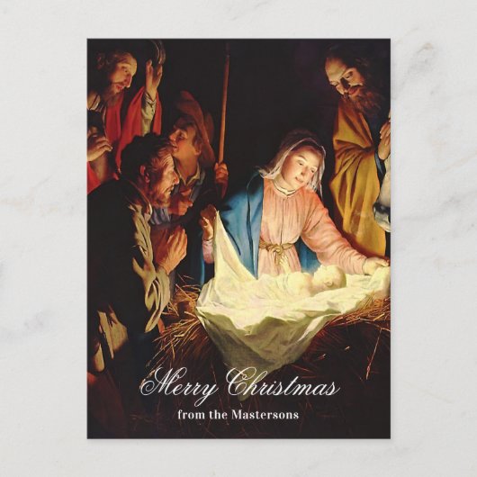 Jezus kind met Maria en Jozef Vrolijk Kerstfeest Feestdagenkaart (Voorkant)