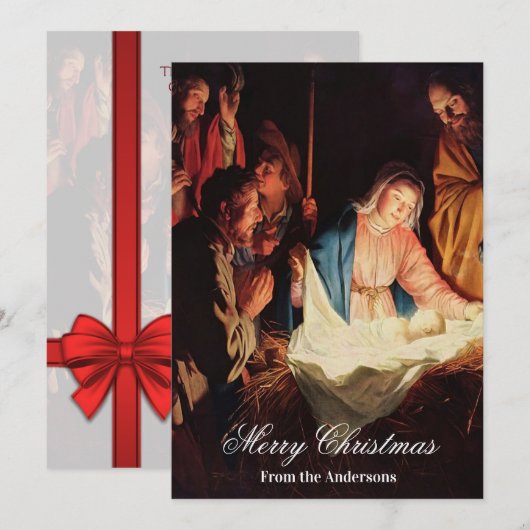 Jezus kind met Maria en Jozef Vrolijk Kerstfeest Feestdagenkaart (Voorkant / Achterkant)