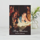 Jezus kind met Maria en Jozef Vrolijk Kerstfeest Feestdagenkaart (Staand voorkant)