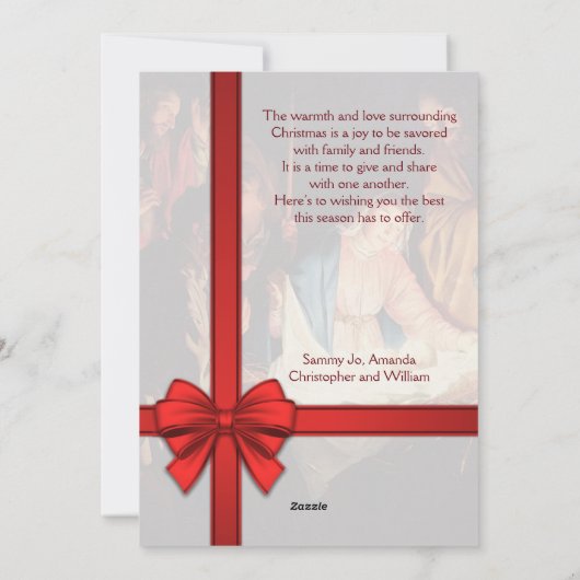 Jezus kind met Maria en Jozef Vrolijk Kerstfeest Feestdagenkaart (Achterkant)