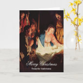 Jezus kind met Mary & Joseph Merry Kerstmis Kaart (Gele Bloem)