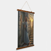 Jezus kloppen op een rustieke deur hangend wandkleed (Gebogen)