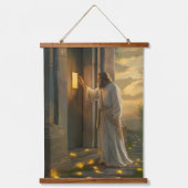 Jezus kloppen op een rustieke deur hangend wandkleed (Voorkant)