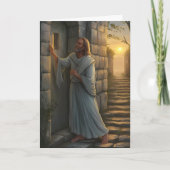 Jezus kloppen op een rustieke deur kaart (Voorkant)