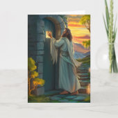 Jezus kloppen op een rustieke deur kaart (Voorkant)