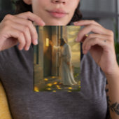 Jezus kloppen op een rustieke deur kaart