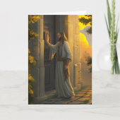 Jezus kloppen op een rustieke deur kaart (Voorkant)
