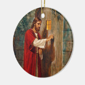 Jezus klopt aan de deur keramisch ornament (Links)