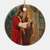 Jezus klopt aan de deur keramisch ornament (Achterkant)