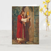 Jezus klopt op de deur op maat blanco kaart (Gele Bloem)
