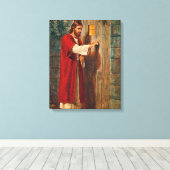 Jezus knikt op de deur canvas afdruk (Insitu (Houten vloer))