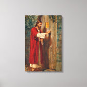 Jezus knikt op de deur canvas afdruk (Voorkant)
