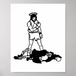 Jezus Knockout Grim Reaper X Jezus verovert de doo Poster
