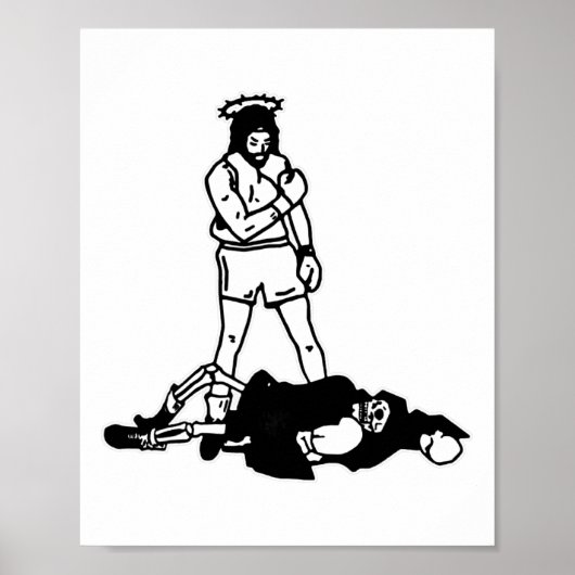 Jezus Knockout Grim Reaper X Jezus verovert de doo Poster (Voorkant)