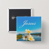 Jezus-knop Vierkante Button 5,1 Cm (Voorkant /achterkant)