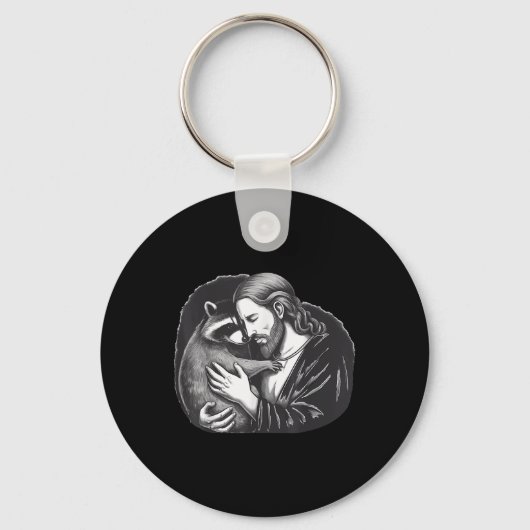 Jezus Knuffelen Wasbeer _2 Sleutelhanger (Voorkant)